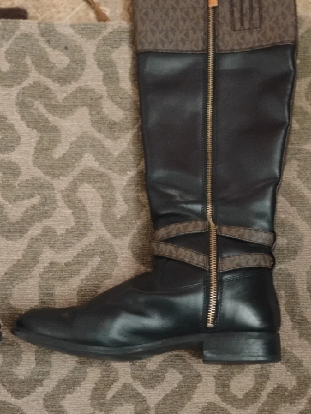 Michael Kors Black Tall Leather Over-the-Knee Boots with MK Charm